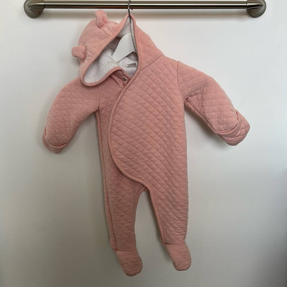Carter's Baby Girls' Newborn-6M Hooded Quilted Pram Sleep & Play Smoke Pet Free